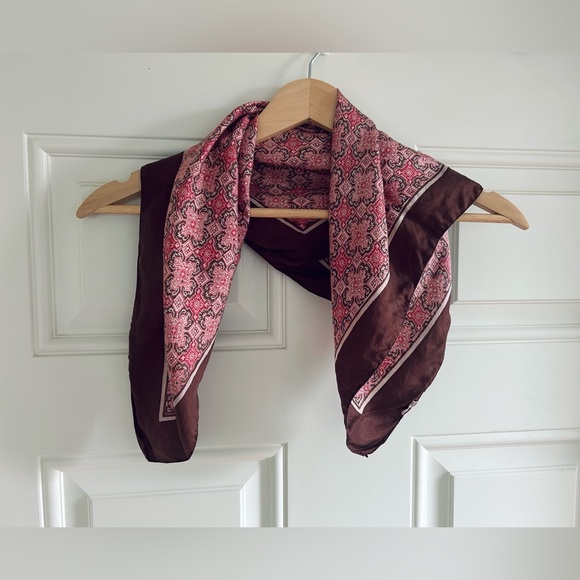 Vintage 1960-70’s LIBERTY of London Silk Scarf Made In England Brown/Red/Pink - Picture 4 of 16